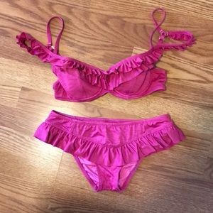 Adorable Hot Pink Ruffle Betsy Johnson Bikini Sm